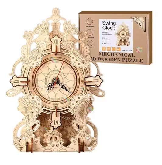 DIY Lotus Desk Wooden Puzzle Clock