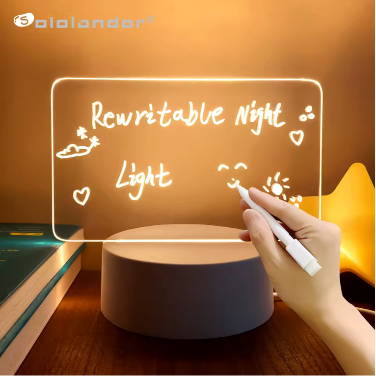 LED Creative Note Board Night Light with Pen